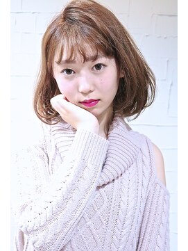 ホラン(HoLan) 【HoLan】ナチュラルボブxシースルーバングxミルクベージュ♪