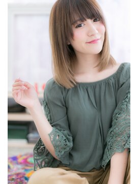 ヘアアンドビューティー ミック(Hair & Beauty miq) 前下がり×グラデカラーの小顔ミディ