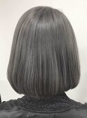アッシュグレージュデザインカラー切りっぱなしボブ【Ai浅草橋】
