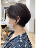 小顔ショートボブ×黒髪[白髪/髪質改善カラー/白髪ぼかし]