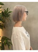 ハイトーン/ケアブリーチ/ホワイトグレージュ×ボブ【shiho】