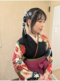 卒業式/ストレートポニーテール/袴ヘア