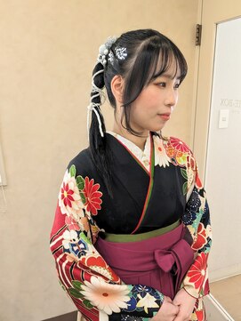 卒業式/ストレートポニーテール/袴ヘア