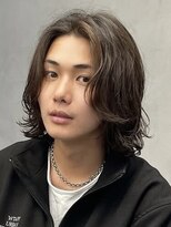 フィフス 天神大名(fifth)&nbsp;天神メンズボブサーフカール波巻きパーマセンターパートウルフ