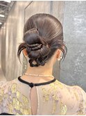 ヘアセット お呼ばれヘア タイトヘア カチモリ シニヨン 浴衣