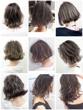 トルネード(TORNADO) 外国人風ウェービーボブ ハイライトグラデ グレージュ　外ハネ