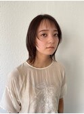 レイヤーネオウルフカットオン眉シースルー前髪バングストレート