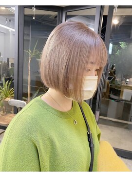 フラム 渋谷(flamme) ミニボブ×ミルクティーベージュ