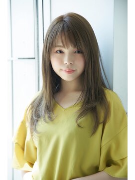 ラル(Lull) 大人かわいいワンカールアッシュベージュこなれセミディ