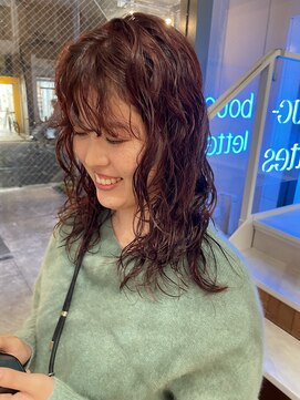 ブクレット(Bouclettes) 心斎橋 ミディアムパーマ オレンジカラー