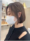 ボブ ミルクティーベージュ 艶髪 髪質改善カラー ショート