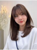 ナチュラルレイヤーカットシースルーバングシアーベージュ