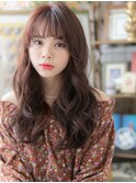 ピンクラベンダー外国人風小顔ウェーブパーマh4戸頭20代30代40代