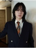 メンズボブウルフメンズミディアムレイヤーカットメンズウルフ
