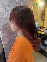 エイム ヘア デザイン 町田店(eim hair design) ピンクインナーカラー×ボルドーブラウン/ウェーブ巻き/町田