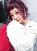 ボブ☆眉上☆ダブルカラー☆ハイライト☆ラベンダー