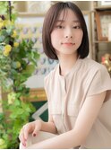 黒髪くすみカラーセンターパート小顔大人ボブa戸頭20代30代40代