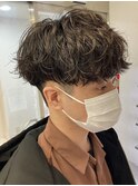 波巻きツイストスパイラル無造作メンズマッシュショートパーマ