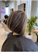 フェイスフレーミングとハイライトの白髪ぼかしカラー