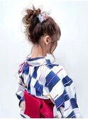 アップスタイル　浴衣アレンジ　お団子スタイル