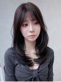 韓国ヘアロング前髪カット顔周りレイヤー_F1316