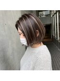 コントラストハイライト×大人ボブで魅せる艶さら立体感カラー