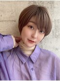 丸みショート/シアーベージュ/透明感カラー◎