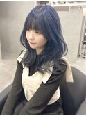 レイヤーカット/セミディ/ブルーシルバー/フレンチカジュアル