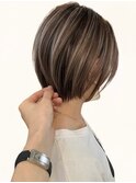 ハイライトバレイヤージュダブルカラーショートカット30代40代