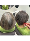ショートボブ40代50代グレイカラー白髪染め白髪ぼかし