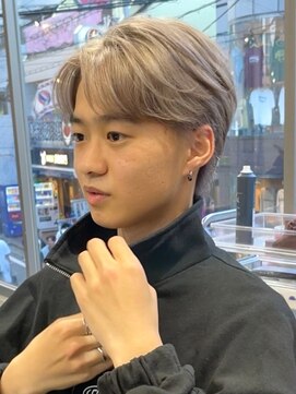 サンクマーケット 渋谷(cinq MARKET) 渋谷メンズブリーチカラーミルクティーベージュセンターパート