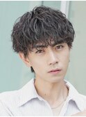 ルーズパーマセンターパートシャドウパーマ無造作マッシュウルフ