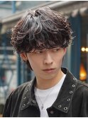 原宿波巻きパーマメンズカットシャドウパーママッシュウルフ30代