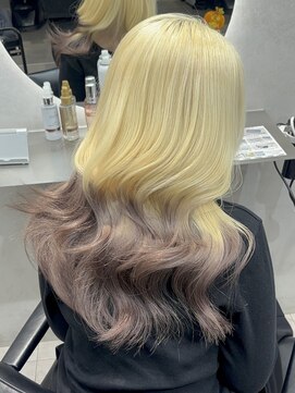 オニキス(ONYX) H07韓国ヘアレイヤーカットミルクティーブロンドハイトーンヘア