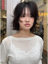 ノラ シブヤ(NORA)&nbsp;小顔ミディアムパーマミディアムデジタルパーマボブパーマ前髪