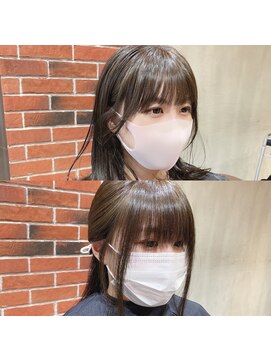 シェノン 梅田(CHAINON) 似合わせ小顔前髪カット×黒髪風ベージュ