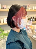 ブリーチインナーカラーピンクカラー前髪カットトリートメント