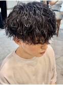 波巻きパーマ マッシュショート ツーブロック 波巻きスパイラル