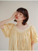 ミディアムヘア/斜めバング/グレージュカラー/甲府駅