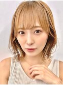 顔周りレイヤーカット小顔ボブルフ/ブリーチなし透明感カラー