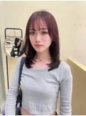 レイヤーカット&レッド系カラー