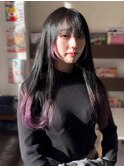 姫カットが可愛いラベンダー裾カラー
