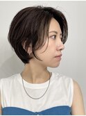 丸みショート・ボブ/丸顔/前髪なし/絶壁解消/20代/30代/長め