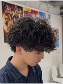 波巻きツイストスパイラルメンズショートマッシュ