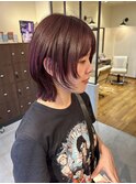 艶感×ボルドーカラーが可愛いレイヤーボブ