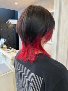 キャアリー(Caary) 福山人気10代20代30代塩基性レッドウルフインナーカラー高発色