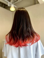 エリン バイ リル ヘアー 本陣(eLin by LiL hair)&nbsp;ロングヘア×フラミンゴレッド