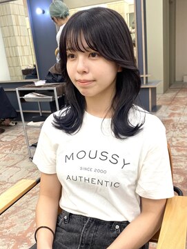 パークレーン アイス イヴェン(park lane ICI yeven) レイヤー シースルーぱっつん ダークグレー ラベンダーカラー