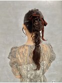 【ローポニーテール】編みおろし/結婚式/二次会/同窓会/銀座