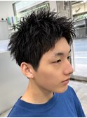 スパイキーショートザクザクショートアップバングツーブロック